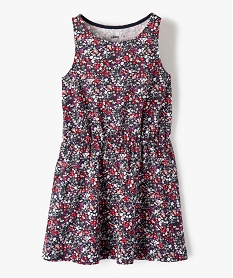 GEMO Robe fille imprimée sans manches en coton extensible noir chine