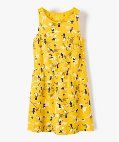 GEMO Robe fille imprimée sans manches en coton extensible Jaune