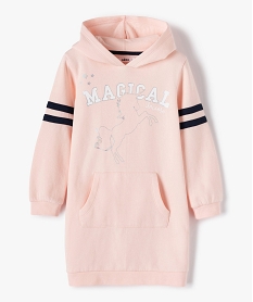 GEMO Robe fille forme sweat à capuche à motifs Rose