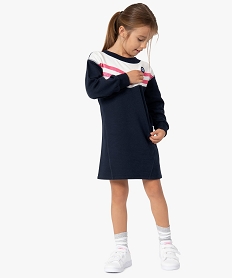 GEMO Robe fille façon sweat avec bandes pailletées – Camps United Bleu