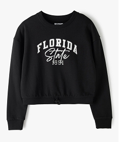 GEMO Sweat fille coupe courte avec inscription sur l’avant noir standard