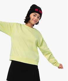 GEMO Sweat fille uni avec intérieur molletonné Jaune