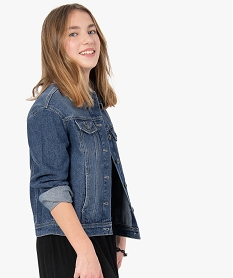 GEMO Veste fille en jean avec marques dusures Gris