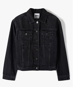 GEMO Veste fille en jean avec marques dusures noir standard
