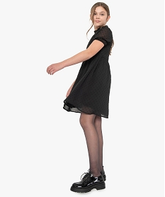 GEMO Robe fille à motifs plumetis avec buste smocké Noir