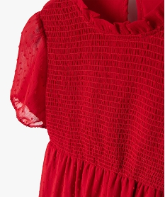robe fille a motifs plumetis avec buste smocke rougeC180601_2