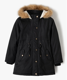 GEMO Parka fille avec doublure chaude et capuche fantaisie Noir