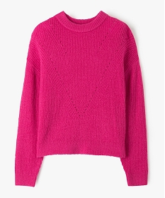 GEMO Pull fille ample à grosses mailles Rose