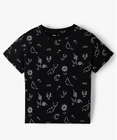 GEMO Tee-shirt fille à manches courtes avec motifs astraux noir standard