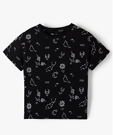 GEMO Tee-shirt fille à manches courtes avec motifs astraux Noir