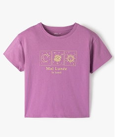 GEMO Tee-shirt fille à manches courtes avec motifs astraux Violet