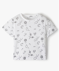 GEMO Tee-shirt fille à manches courtes avec motifs astraux Blanc