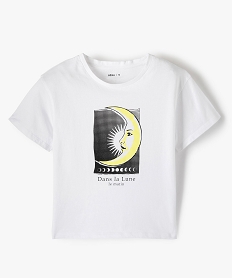 GEMO Tee-shirt fille à manches courtes avec motifs astraux blanc chine