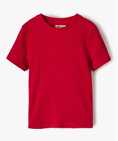 GEMO Tee-shirt fille en maille côtelée à manches courtes Rouge