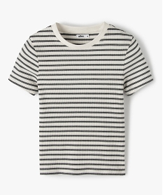 GEMO Tee-shirt fille rayé à manches courtes Imprimé