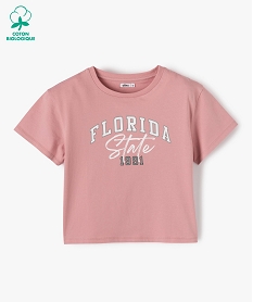 GEMO Tee-shirt fille court avec inscription coloris assortis