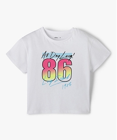 GEMO Tee-shirt fille avec motif sur l’avant blanc standard