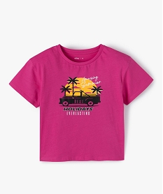 GEMO Tee-shirt fille avec motif sur l’avant rose vif