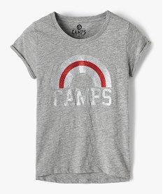 GEMO Tee-shirt fille avec motif pailleté – Camps United Gris
