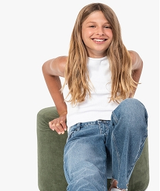 GEMO Débardeur fille ado côtelé en coton stretch blanc standard