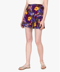 GEMO Jupe-short femme fluide motif fleuri Imprimé