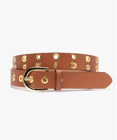 GEMO Ceinture femme avec double rangée doillets métalliques Orange