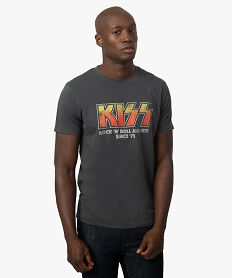 GEMO Tee-shirt homme avec inscription rock - Kiss gris standard