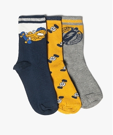 GEMO Chaussettes garçon avec motifs skate (lot de 3) Bleu