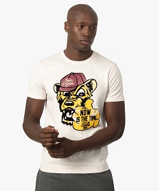 GEMO Tee-shirt homme avec motif tête de chien - Camps United blanc chine
