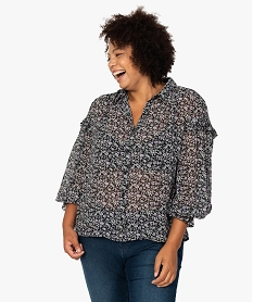 GEMO Blouse femme grande taille en voile fleuri Imprimé