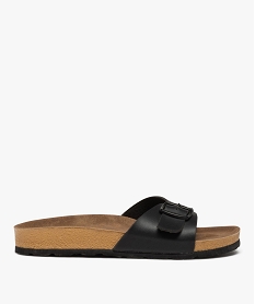 GEMO Mules femme plates à bride à boucle ajustable noir standard