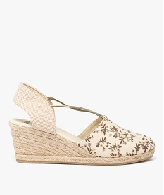 GEMO Espadrilles femme à talon compensé en corde avec dessus brides élastiques croisées Multicolore