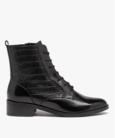 GEMO Bottines en cuir à lacets et bout amande femme noir standard