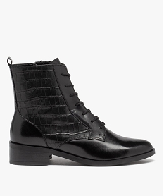 bottines en cuir a lacets et bout amande femme noirC571401_1