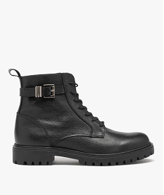 GEMO Boots femme en cuir uni et souple à lacets - Taneo noir standard