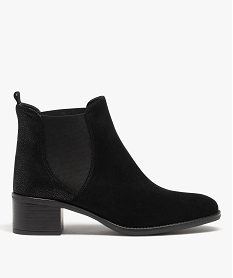 GEMO Chelsea boots dessus cuir à petit talon femme Noir