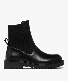 GEMO Boots femme à col chaussette avec semelle crantée Noir