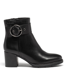 boots femme a talon carre dessus en cuir uni et a zip - pierre cardin d noirC594201_1