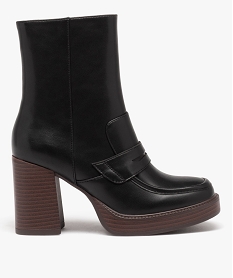 boots a talon haut et epaisse semelle look mocassins femme noirC598801_1