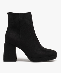 GEMO Boots femme à talon flare et en suédine unie noir standard