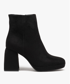 GEMO Boots femme à talon flare et en suédine unie Noir