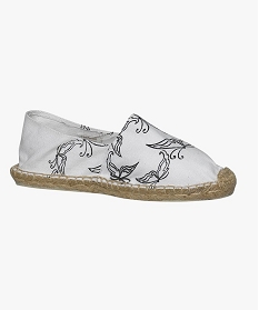 GEMO Espadrilles blanches avec imprimé noir blanc standard
