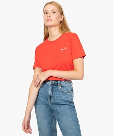 GEMO Tee-shirt femme à manches courtes en coton bio - Diadora rouge vif