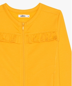 veste fille zippee en jersey bouclette avec volant jauneF522601_3