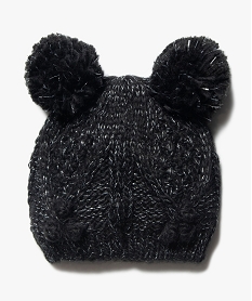 GEMO Bonnet fille à pompons et maille pailletée Gris