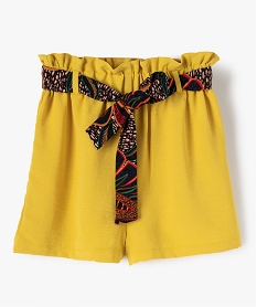 short fille en maille fluide et ceinture a nouer jaune shortsF547601_1