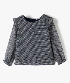 blouse fille imprimee avec volants sur les epaules bleuF547901_1