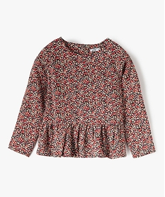 GEMO Blouse fille à manches longues imprimée avec basque Multicolore