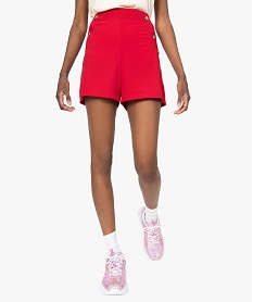 GEMO Short femme ample taille haute à pont boutonné Rouge