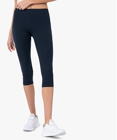 legging femme court en coton stretch bleuF551001_1